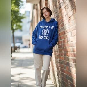 Property Of No One Blue Graphic Hoodie